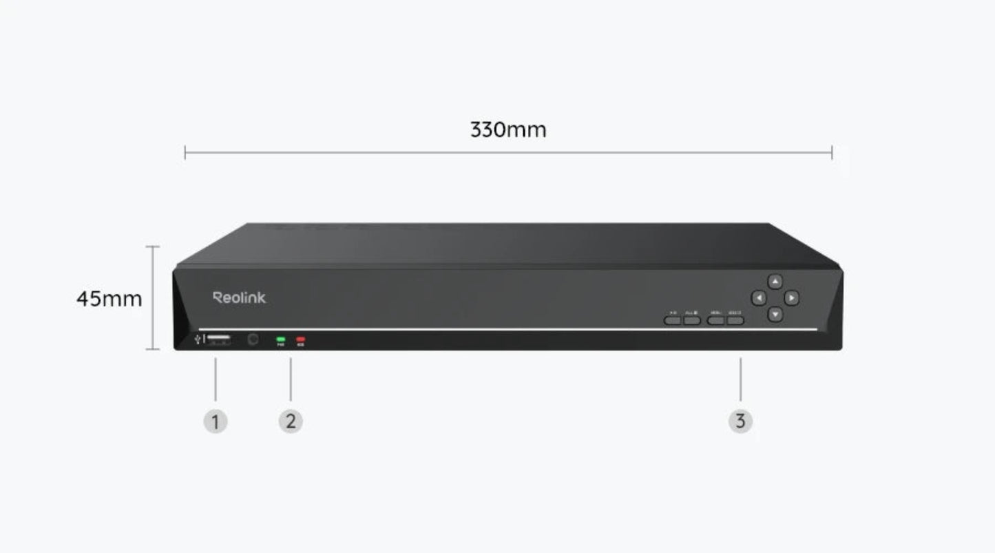 Neolink device with dimensions labeled on a white background