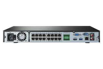 Network switch with multiple ports and connectors on a white background