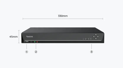 Neolink device with dimensions labeled on a white background