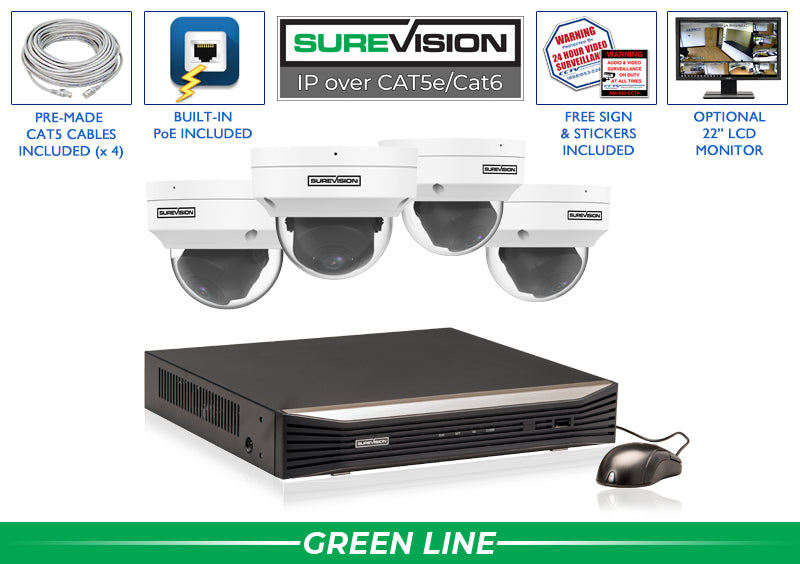 4 Camera 4MP Motorized Dome Security Camera System with NVR (SV-4IPDV4-N)
