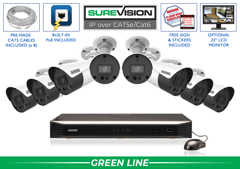 CCTV Security Pro 8 Camera 4MP Starlight Bullet IP Security Camera System with Audio & NVR (SV-SB4-N)