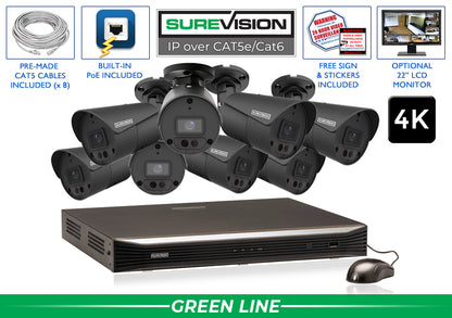 Security camera system with DVR, cables, and accessories on a white background