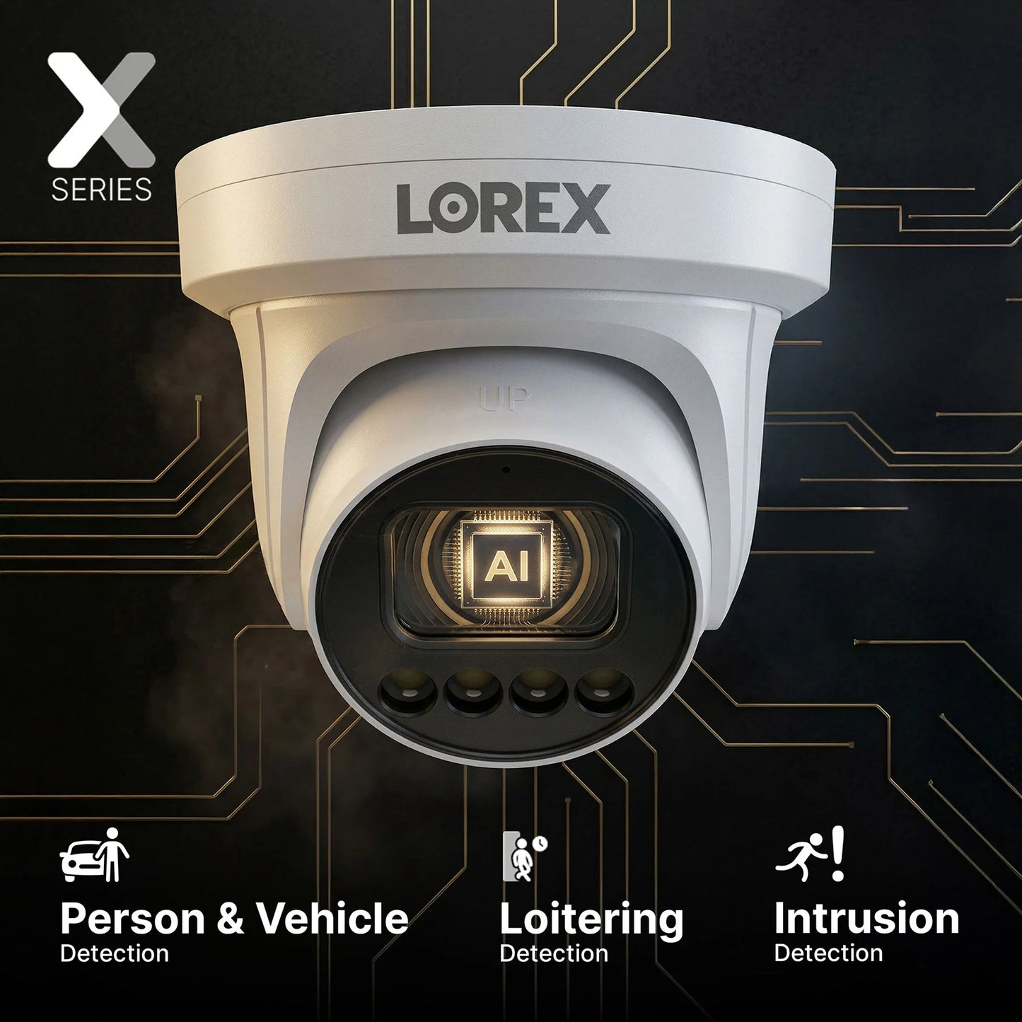Lorex X3 Turret Camera AI Detection Close-Up