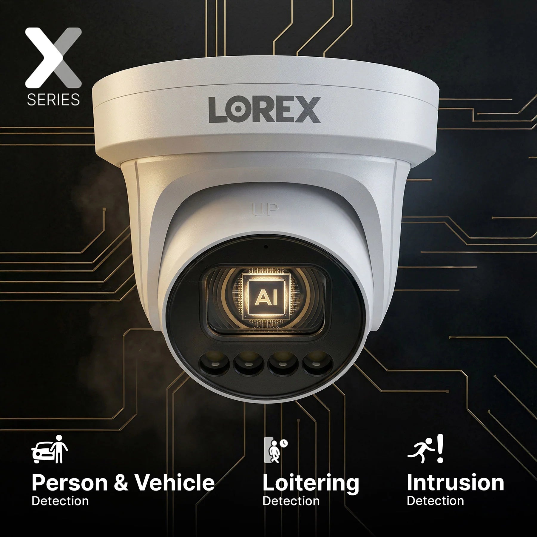 Lorex X3 Turret Camera AI Detection Close-Up