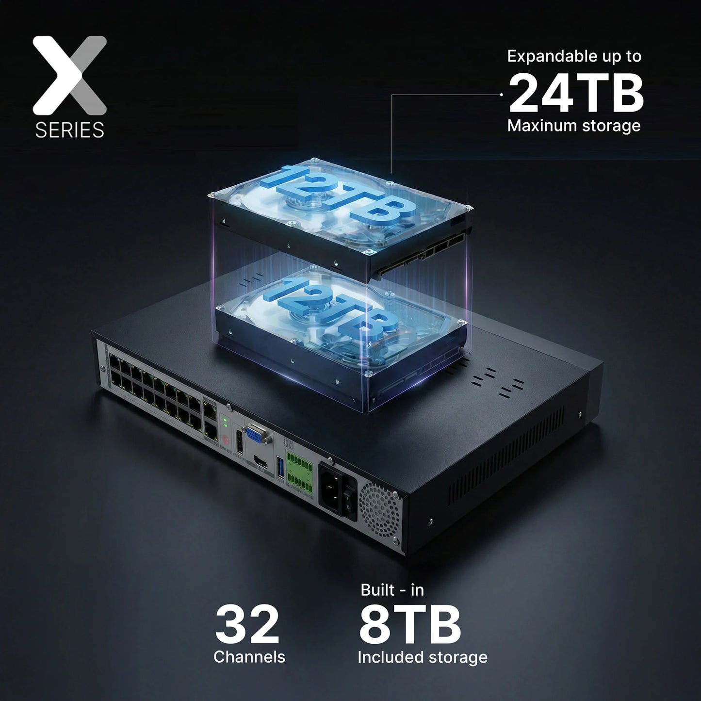 Lorex Connect X Series 4K 32-Channel Wired NVR System with X3 Turret Security Cameras - 8TB